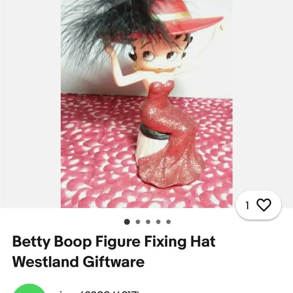 Vintage Betty Boop Red Figurine with Black Feather Hat - Picture 7 of 7
